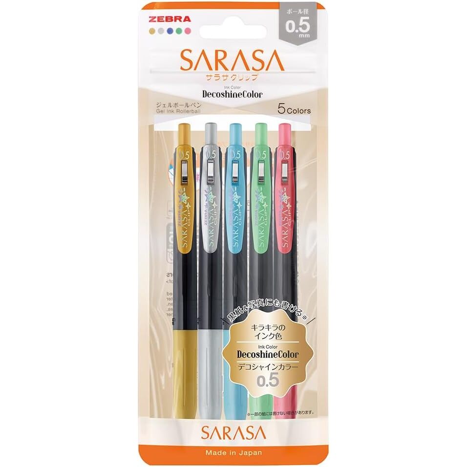 Zebra Sarasa Gel Ballpoint Pen 0.5mm Deco Shine 5-Color Set